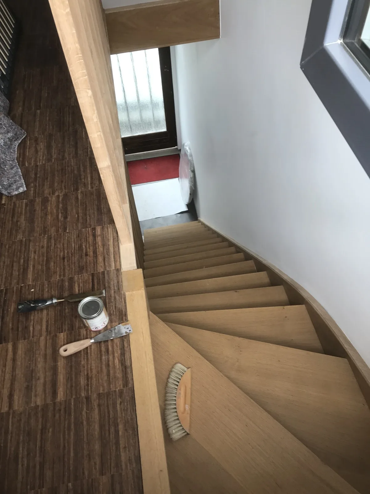 Escalier courbe quart-tournant chêne